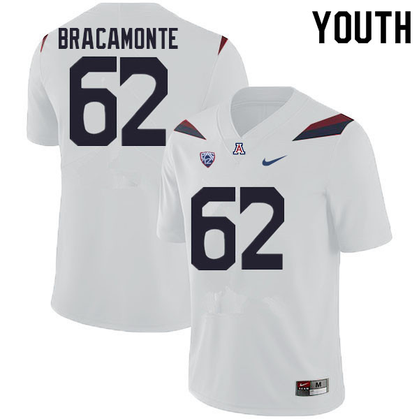 Youth #62 Jacob Bracamonte Arizona Wildcats College Football Jerseys Sale-White - Click Image to Close